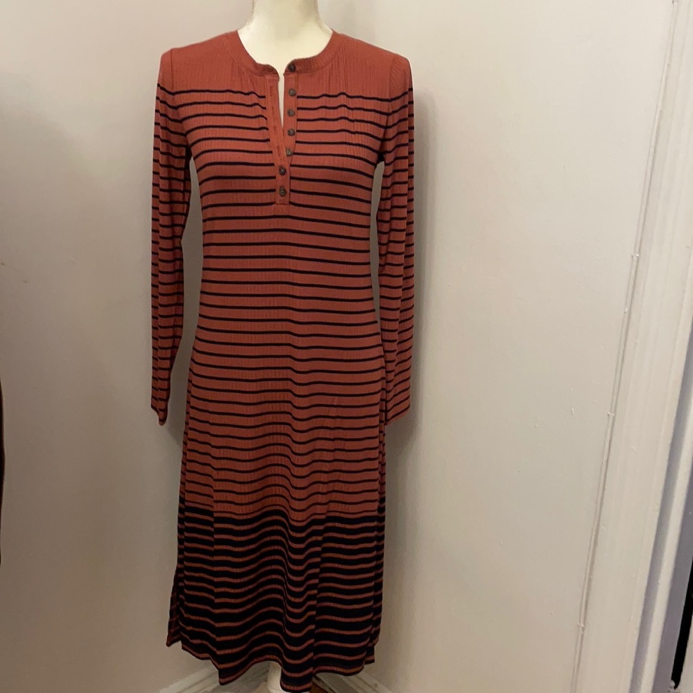 NWT Loft striped Henley midi dress.